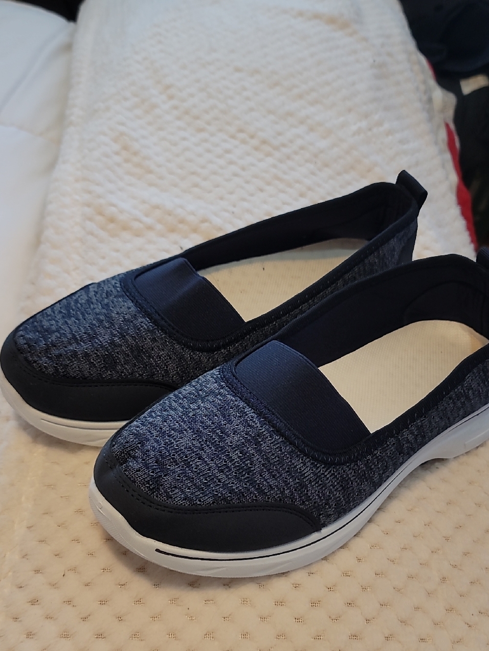 Comfort Knit Slip-On Walking Shoes - Navy